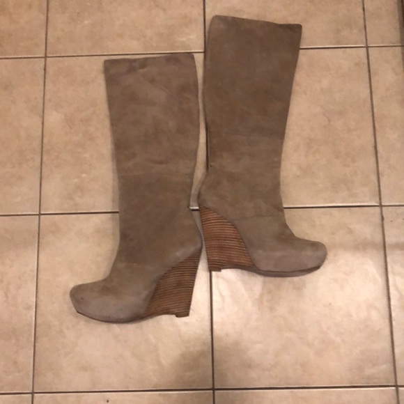 L.A.M.B. poppy taupe wedge boots - Picture 1 of 5